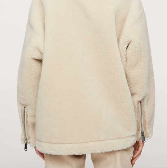 Mango Oversized Faux Fur and Shearling Effect Jacket In Ecru Size Small - Picture 3 of 16